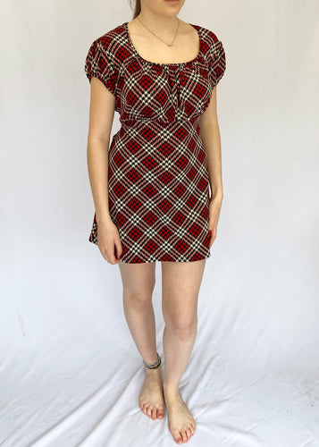 90's Houndstooth Babydoll Dress