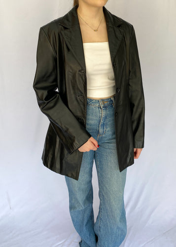 90's Black Danier Leather Blazer