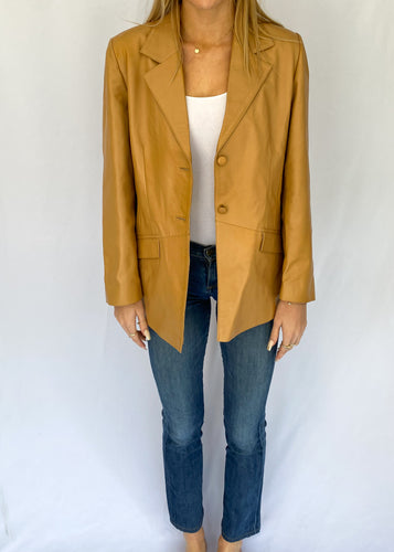 90's Leather Camel Blazer