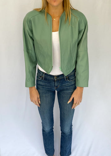 80's Mint Cropped Leather Jacket