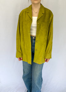 90's Lime Green Suede Blazer