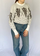 80's White and Grey Knit Pullover