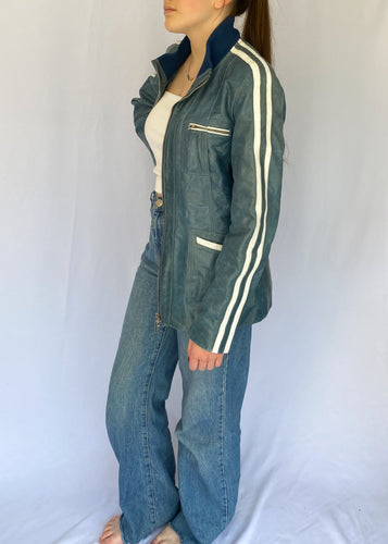 70's Blue Leather Danier Jacket