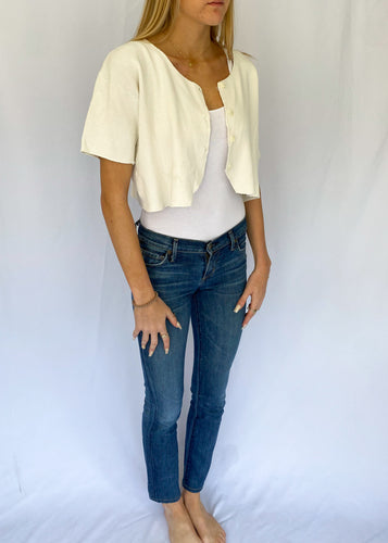 90's Cropped White Cardigan