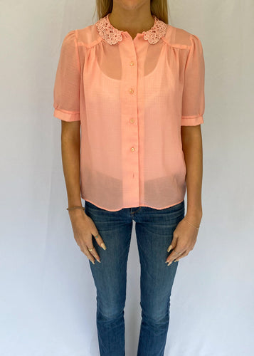 70's Pink Semi Sheer Blouse