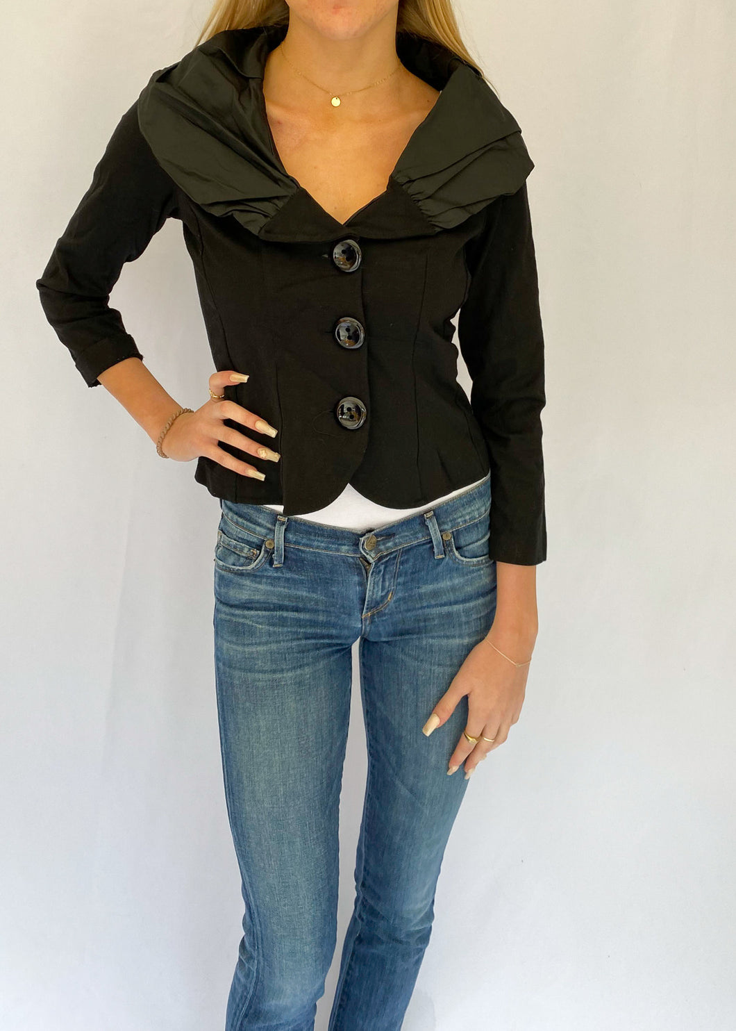 Black 90's Collared Button-Up Shirt