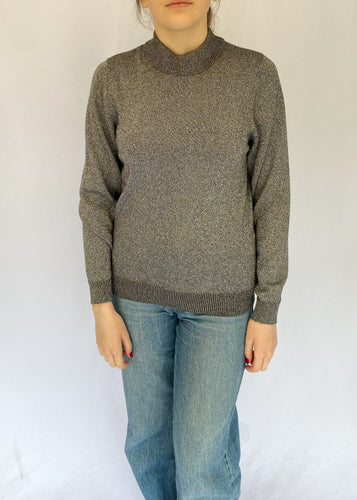 90's Silver Sparkly Mockneck Pullover