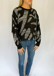 80's Black and Grey Knit Pullover
