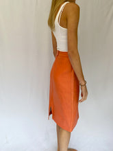 90's Coral Leather Pencil Skirt