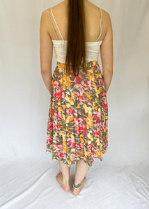 90's Floral Pleated Skirt