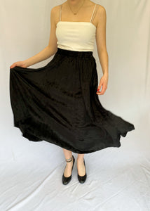 90's Black Velvet Maxi Skirt
