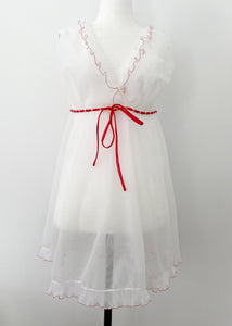 1960's Red and White Ruffled Baby Doll Lingerie Set