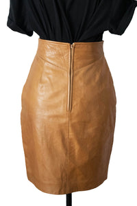 Brown Leather Pencil Skirt