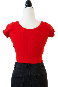 Stretch Cropped Ribbed Tee