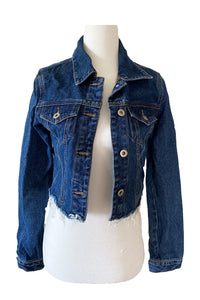 Cropped Raw Edge Denim Jacket