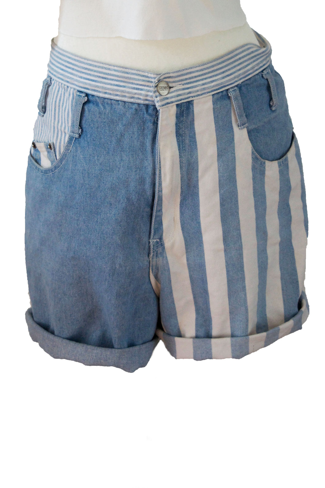 90's Striped Denim Shorts