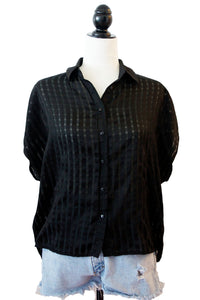 Sheer Striped Button-Up Tee