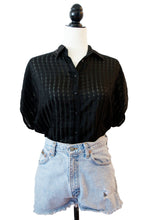 Sheer Striped Button-Up Tee