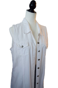 White Denim Maxi Vest