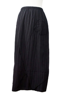 Black Smocked Midi Skirt